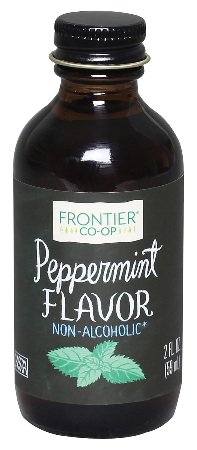 Frontier Co-Op Organic Peppermint Flavor, 2 Ounce Glass Jar, Non-Alcoholic, Great For Baking, Coffee And More