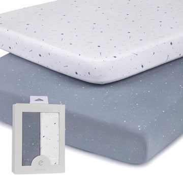 Ely’S & Co. Pack And Play Sheets, For Mini/Portable Crib, 2 Pack Fitted Playpen Play Yard Sheet Set Compatible With Graco Pack N Play, For Baby Boys, 100% Cotton, Celestial Blue Print, 38”X24”X5”