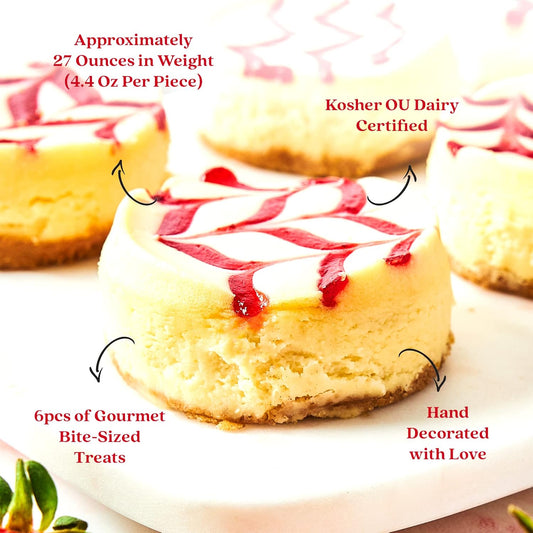 David'S Cookies Strawberry Swirl Mini Cheesecakes - Fresh Baked, Soft, And Delicious Gift Idea - Great For Sharing At Parties, Events, Or With Family And Friends (6Pcs)