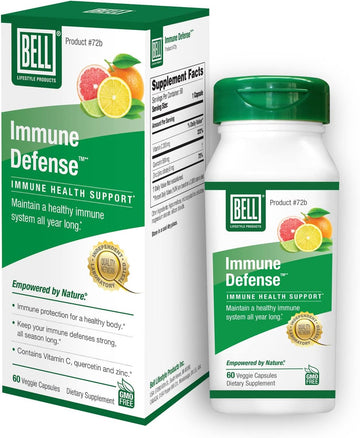 Bell Immune Defense, Immune Support Supplement | A Natural Herbal Supplement to Protect & Boost The Immune System- Unique Blend of Vitamin C, Zinc and Quercetin | 60 Veggie Capsules