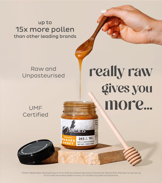 Steens Manuka Honey - Mgo 263+ - Pure & Raw 100% Certified Umf 10+ Manuka Honey - Bottled And Sealed In New Zealand - 2X 7.9 Oz Jar (Umf 10+, 7.9 Oz (Pack Of 2))