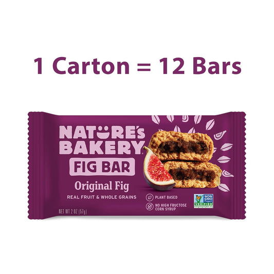 Nature’S Bakery Whole Wheat Fig Bars, Original Fig, Real Fruit, Vegan, Non-Gmo, Snack Bar, 1 Box With 12 Twin Packs (12 Twin Packs)