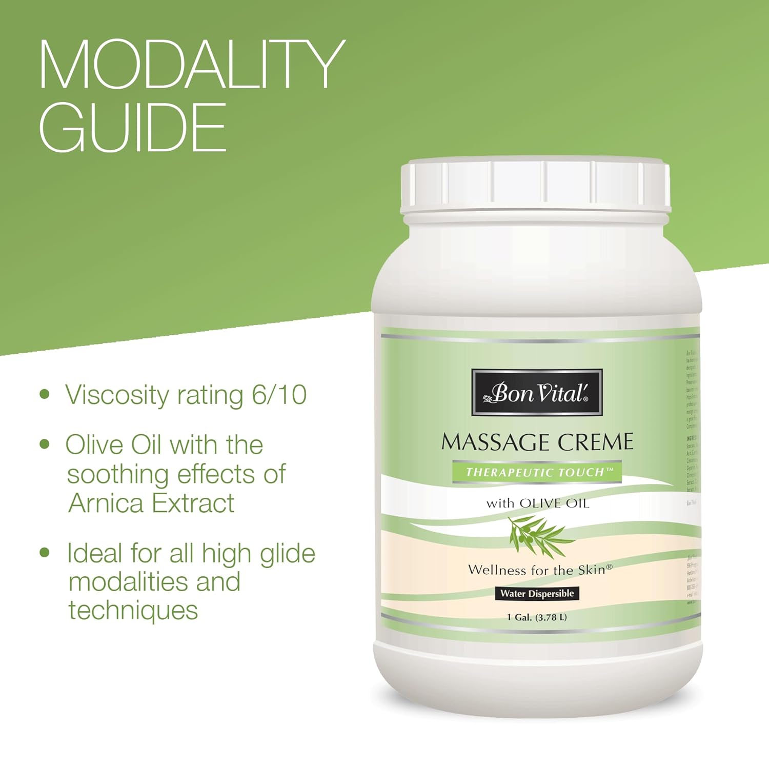 Bon Vital' Therapeutic Touch Massage Creme, Professional Massage Therapy Cream With Olive Oil To Repair Dry Skin & Soothe Sore Muscles, Full Body Moisturizer, 1 Gal, Label May Vary : Massage Lotions : Health & Household