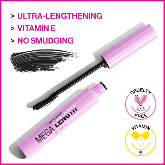 Wet N Wild Mega Length, Vitamin E Enriched Lengthening, Moisturizing, Softening Formula Precision Comb Brush, Cruelty-Free, Gluten-Free, Sulfate-Free & Vegan - Very Black