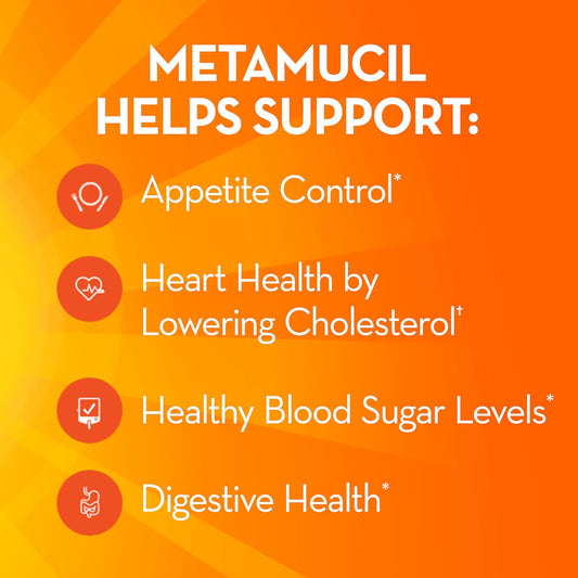 Metamucil, 4-In-1 Fiber Supplement, Psyllium Husk Powder, Sugar-Free Powder, Berry Flavored Drink, 114 Servings