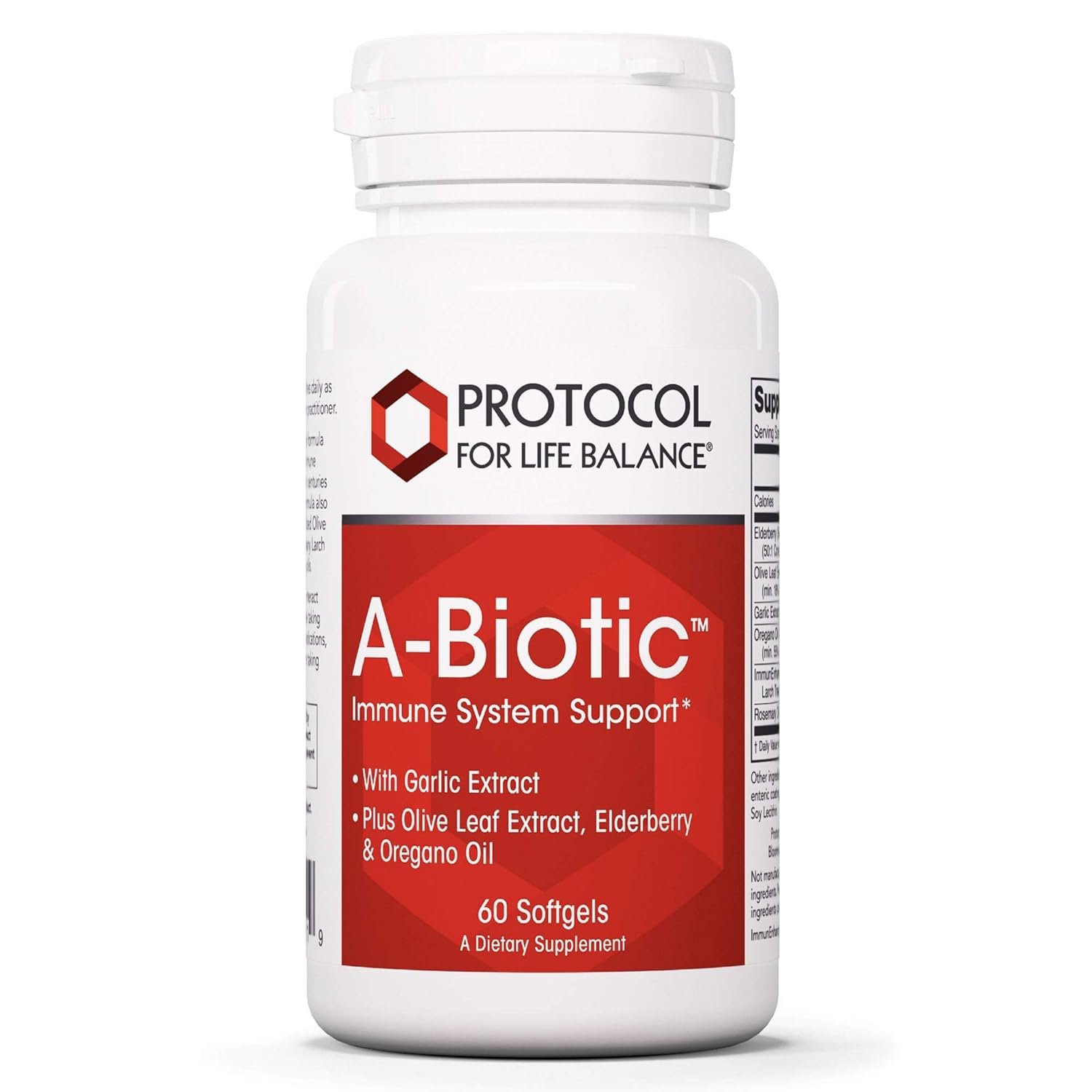 Protocol A-Biotic - Immune Support Supplement* - Garlic Supplement - With Elderberries, Olive Leaf Extract, Oregano & Rosemary Oils - Dairy & Egg Free - 60 Softgels