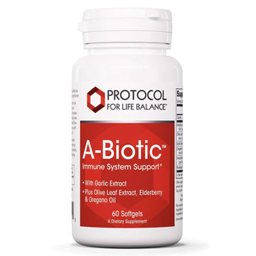 Protocol A-Biotic - Immune Support Supplement* - Garlic Supplement - With Elderberries, Olive Leaf Extract, Oregano & Rosemary Oils - Dairy & Egg Free - 60 Softgels