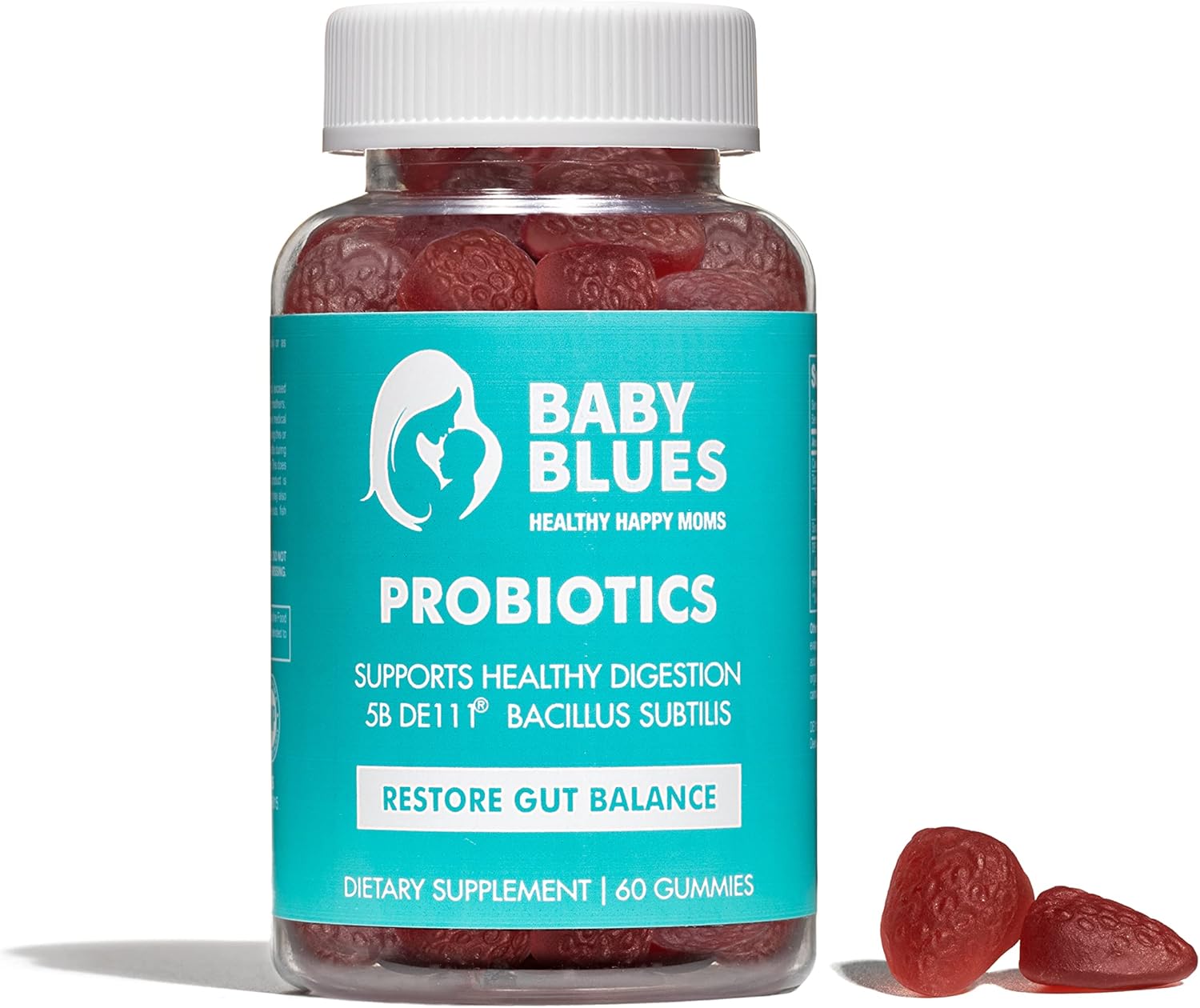 Baby Blues Probiotic Gummies For Women – Organic Strawberry Flavor – Gut, Immune, Skin & Vaginal Health – 5 Billion Cfu De111® – Vegan Daily Supplement For Moms – Pre/Postnatal Support