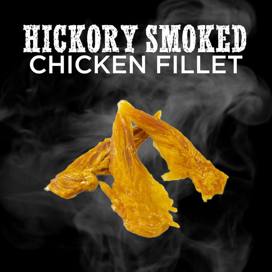 Premium Hickory Smoked Chicken Jerky Dog Treats - Dehydrated Chicken Breast Fillet Treats For Dogs - No Additives 100% Natural Protein, Chicken Jerky Treats, Dog Chews - Grain Free Dog Treats, 8 Oz