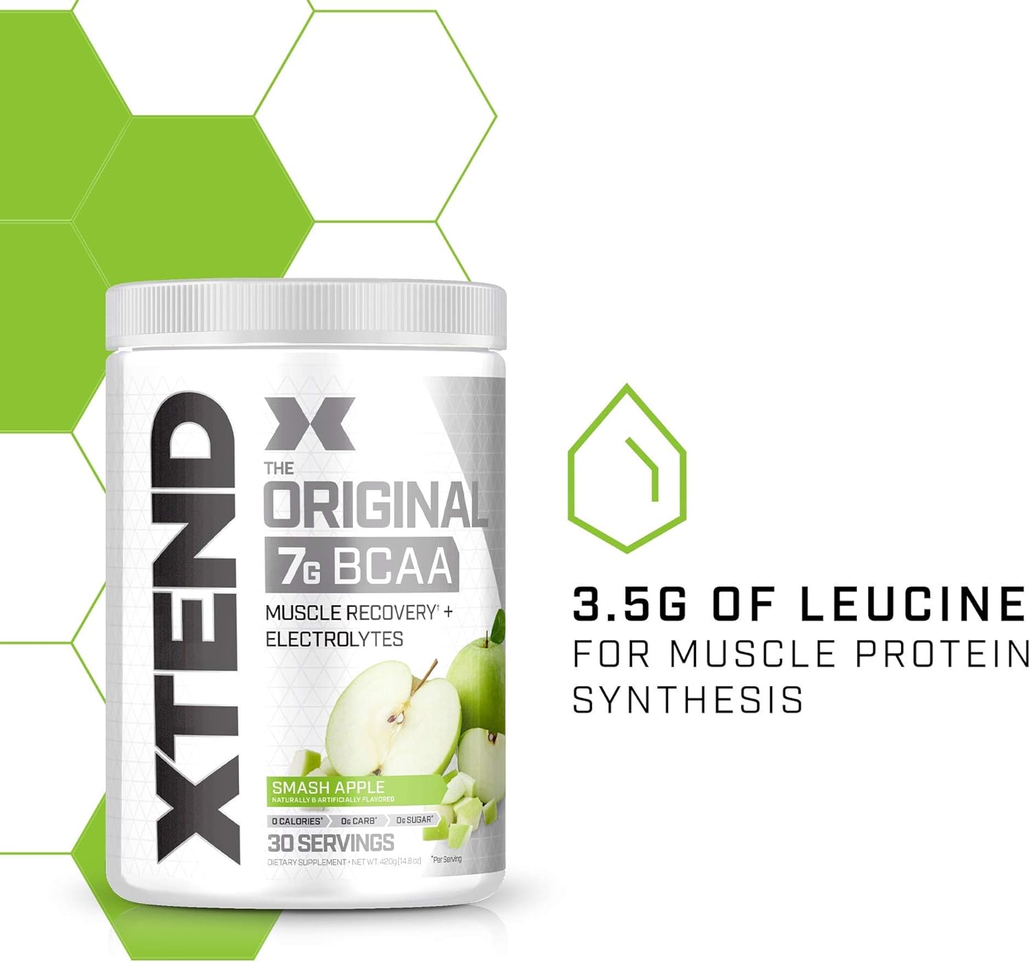 XTEND Original BCAA Powder Smash Apple | Sugar Free Post Workout Muscle Recovery Drink with Amino Acids | 7g BCAAs for Men & Women | 30 Servings : Health & Household