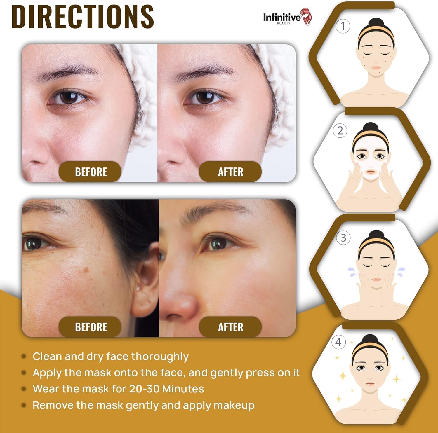 20 x New Infinitive Beauty Crystal 24K Gold Powder Gel Collagen Face Mask Masks Sheet Patch : Amazon.co.uk: Beauty