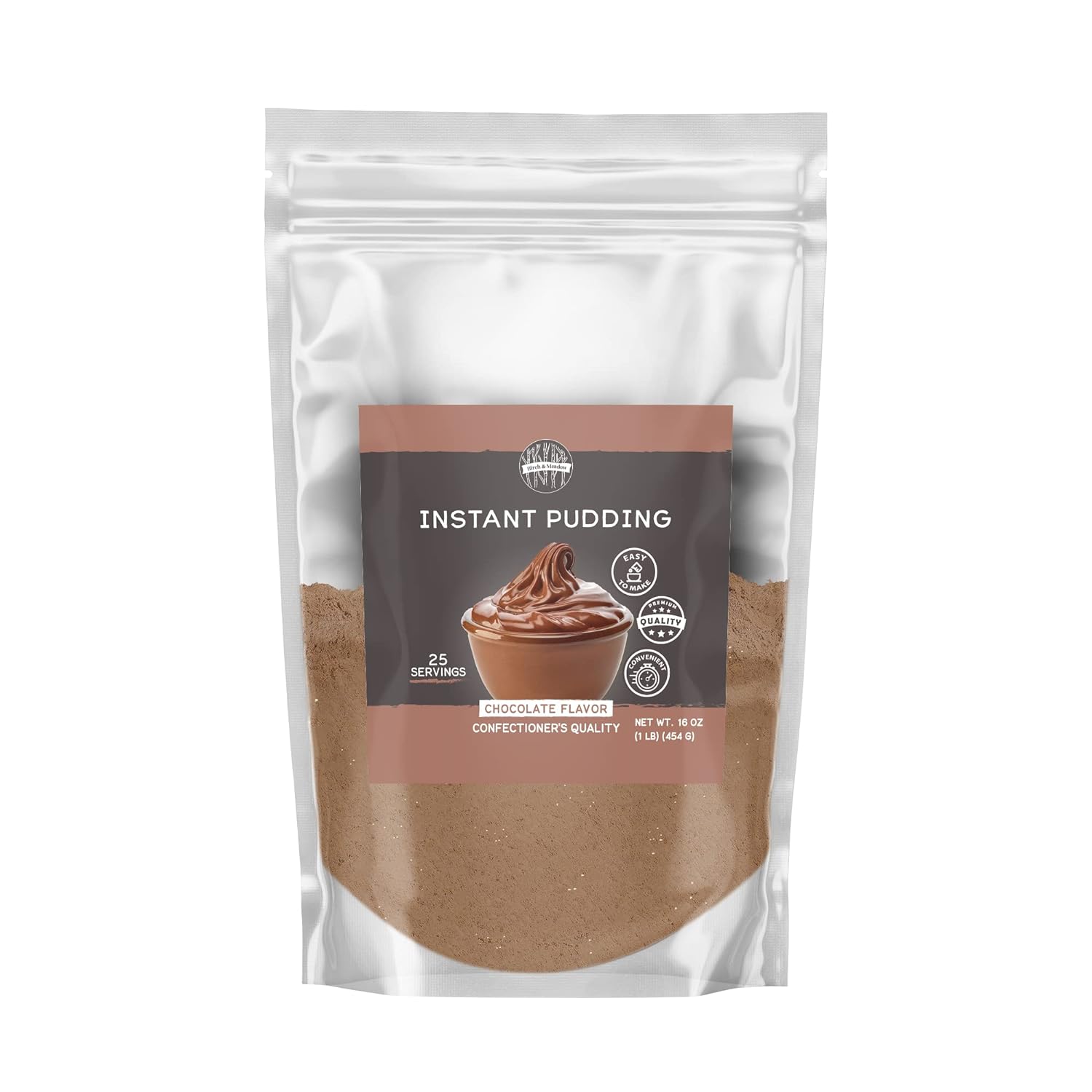 Birch & Meadow 1 lb, Chocolate Instant Pudding, Mix in Minutes, Snack, Filling, Dessert