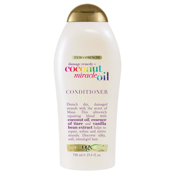 Ogx Extra Strength Damage Remedy + Coconut Miracle Oil Conditioner For Dry, Frizzy Or Coarse Hair, Hydrating & Flyaway Taming Conditioner, Paraben-Free, Sulfate-Free Surfactants, 25.4 Fl Oz