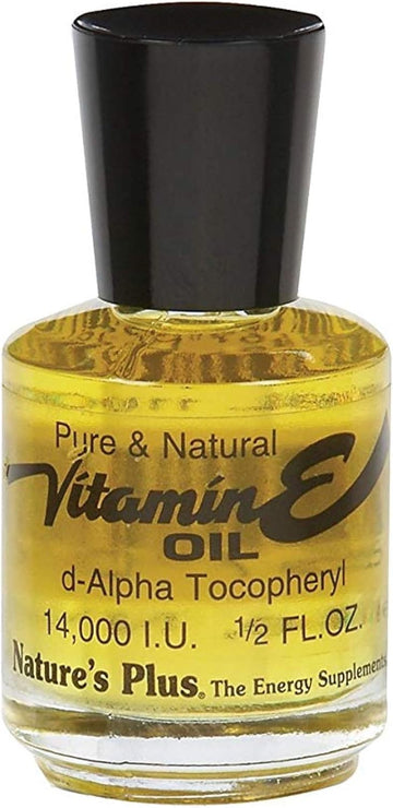 Natures Plus Vitamin E Oil - 14,000 Iu, .5 Fl Oz - Moisturizes Face And Skin, Reduces Brown Spots, Strengthens Nails, Promotes Hair Growth, Antioxidant, Anti-Aging - Vegan