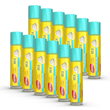 Carmex Daily Care Moisturizing Lip Balm With Spf 15, Cupcake Batter Lip Balm Sticks, 0.15 Oz Each - 12 Count