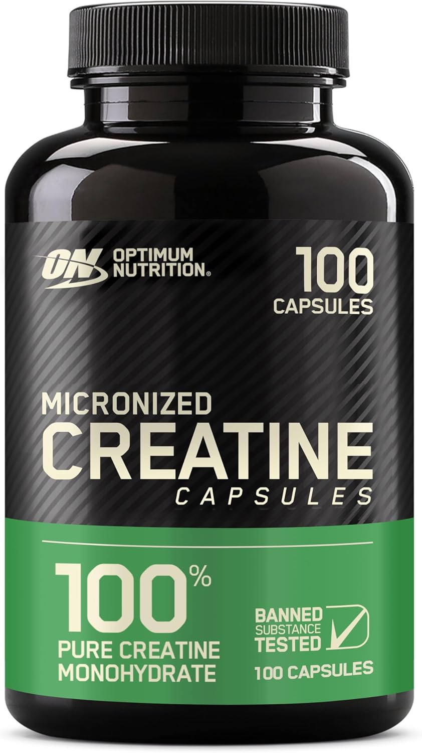 Optimum Nutrition Micronized Creatine Monohydrate Capsules, Keto Friendly, 2500Mg, 100 Capsules