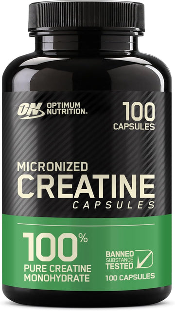 Optimum Nutrition Micronized Creatine Monohydrate Capsules, Keto Friendly, 2500Mg, 100 Capsules