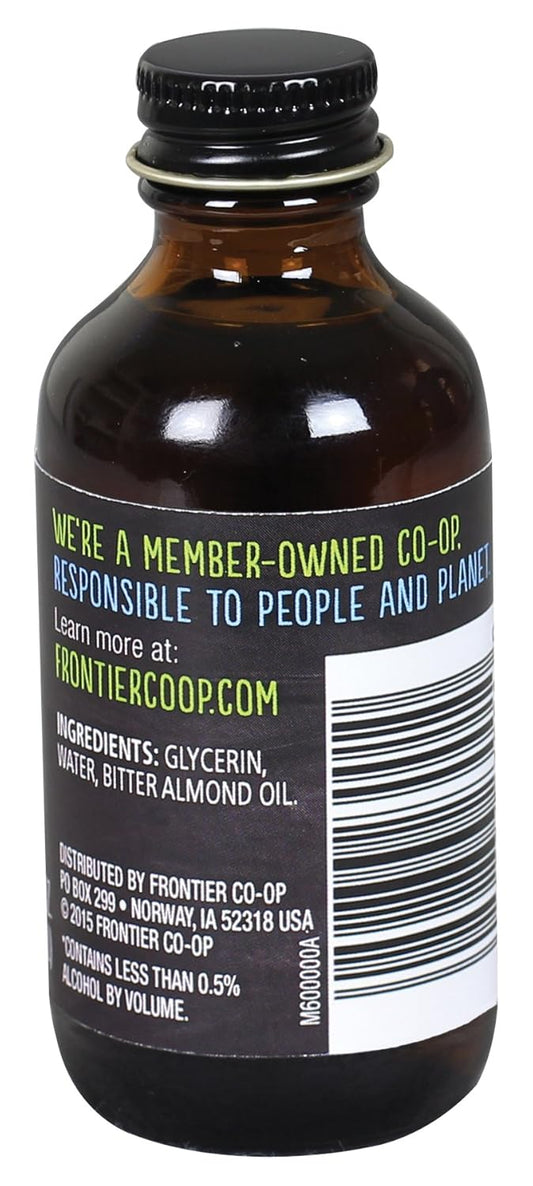 Frontier Co-Op Organic Almond Extract, 2 Ounce Glass Jar, Warm Sugar-Free Vegan Flavor For Desserts, Coffee And Smoothies