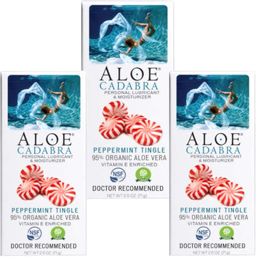 Aloe Cadabra Flavored Personal Lubricant, Best Natural Lube Gel for Her, Him & Couples, Peppermint, 2.5 oz (Pack of 3)