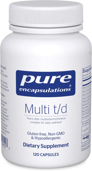 Pure Encapsulations Multi T/D - Multivitamin & Mineral Supplement - for Daily Wellness, Cardiovascular & Immune Health* - Rich in Vitamins & Minerals - Gluten Free & Vegetarian - 120 Capsules