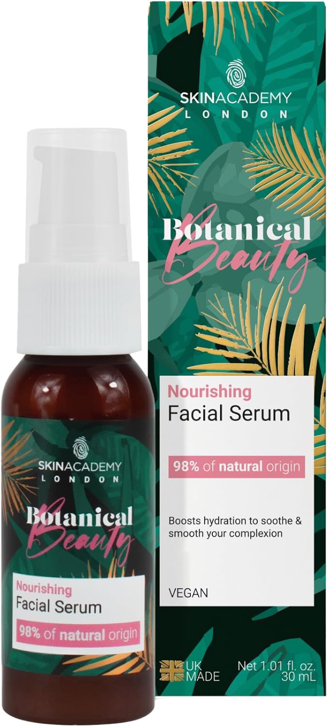 Skin Academy London | Botanical Beauty Nourishing Facial Serum | 98% Nature Derived | Vegan | 30Ml