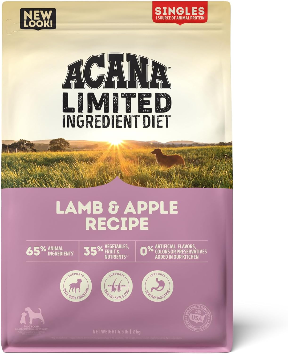 ACANA Singles Limited Ingredient Dry Dog Food, Grain Free Lamb & Apple Dog Food Recipe, 4.5lb