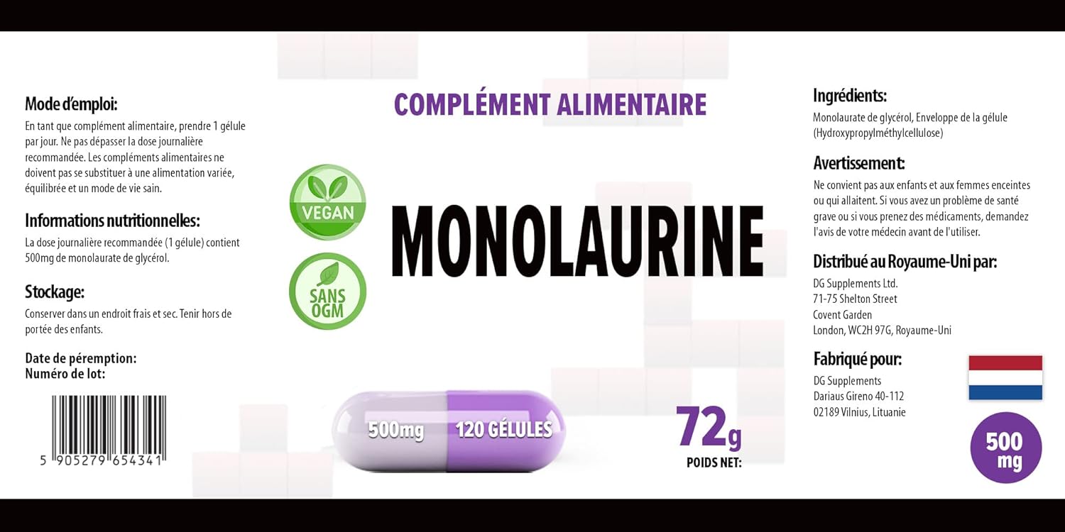 Hepatica Monolaurin 500Mg | 120 Vegan Capsules | High Strength Immune & Gut Health Support | 3Rd Party Lab Tested | Non-Gmo & Gluten-Free