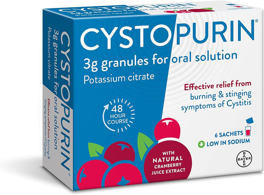 Cystopurin Cystitis Relief, Cranberry Flavour And Low In Sodium, 6 Sachets
