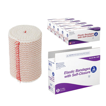 Dynarex Elastic Bandages With Self-Closure, Outstanding Compression And Stretch, Latex-Free Elastic Bandages With Velcro Closure, 3" X 5 Yds., 1 Case Of 50 Elastic Wrap Bandages (5 Boxes Of 10)