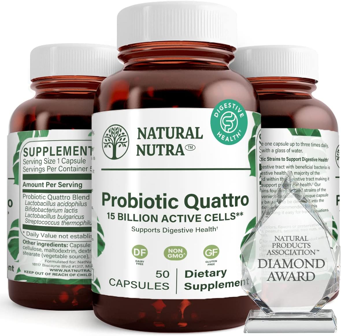 Natural Nutra Probiotic Quattro Supplement for Men & Women, Enhance your Digestive Function, improve your health, 50 Capsules