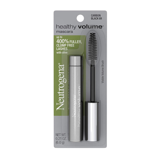 Neutrogena Healthy Volume Lash-Plumping Mascara, Volumizing and Conditioning Mascara with Olive Oil to Build Fuller Lashes, Clump-, Smudge- and Flake-Free, Carbon Black 01, 0.21 oz