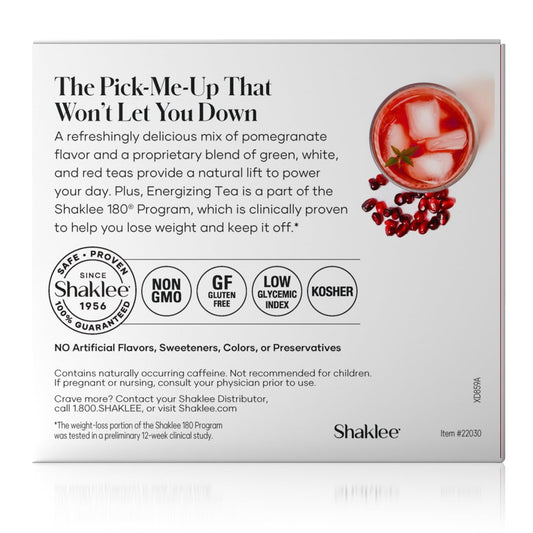 Shaklee Energizing Tea Pomegranate Flavor - Antioxidant-Rich Blend Of Green, White, And Red Teas For Gentle Energy Lift - Energy Boost On-The-Go Packets - Hot Or Cold - 28 Servings