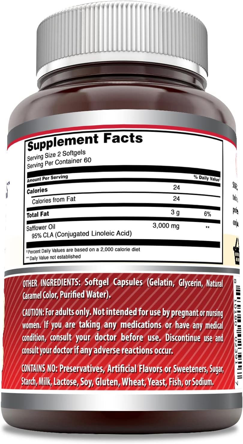 Amazing Formulas CLA Conjugated Linoleic Acid 3000mg Per Serving 120 Softgels Supplements | Non-GMO | Gluten Free (120 Count)