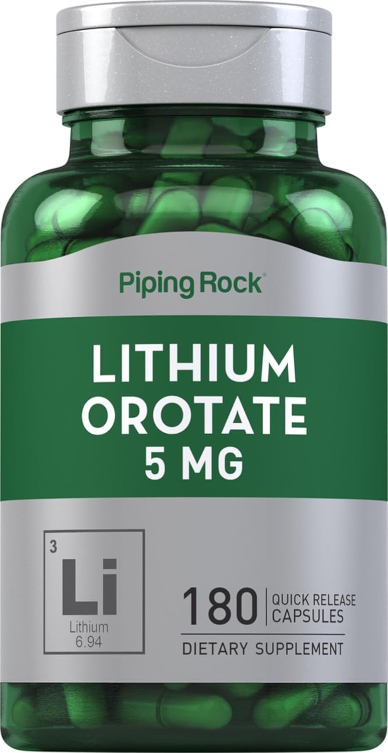 Piping Rock Lithium Orotate 5Mg | 180 Capsules | Non-Gmo, Gluten Free Supplement