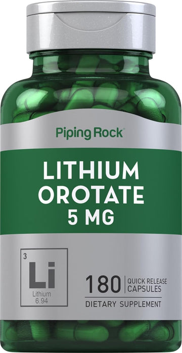 Piping Rock Lithium Orotate 5Mg | 180 Capsules | Non-Gmo, Gluten Free Supplement