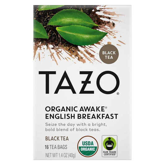 Tazo Tea Bags, Black Tea, Regenerative Organic Awake English Breakfast Tea, 16 Count (Pack Of 6)