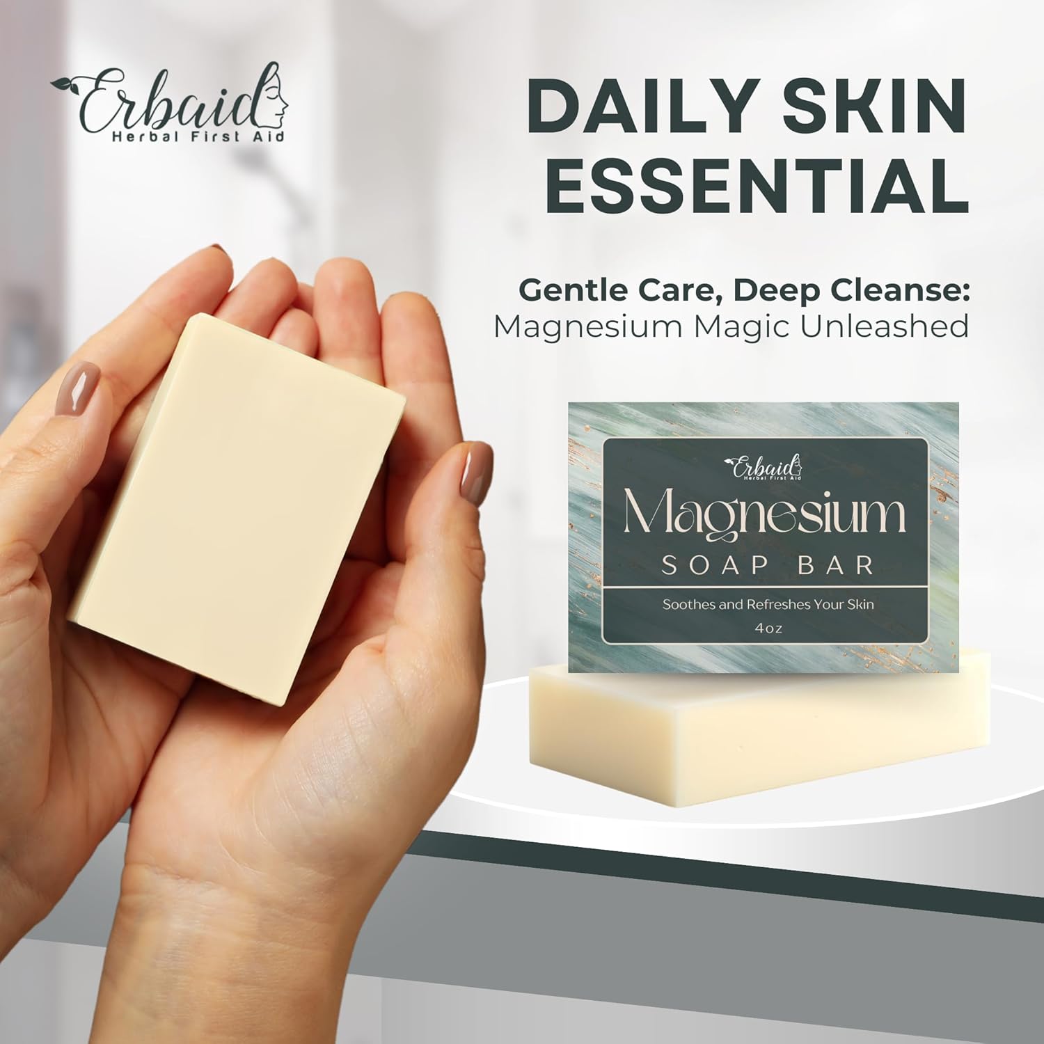 Dead Sea Magnesium Soap Bar – Deep Cleansing, Moisturizing Body Soap For Dry Itchy And All Skin Types – Shower Soap Soothes Muscles And Joints – All-Natural Exfoliating Face And Body Wash Made In Usa : Beauty & Personal Care