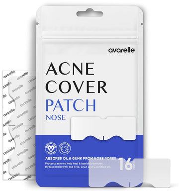 Avarelle Zitout Nose Patches (16 Patches) | Tea Tree Acne Patches For Nose Zits & Pore Blackhead | Nose Strips For Blackheads With Niacinamide | Blackhead Strips | Hydrocolloid Nose Patches