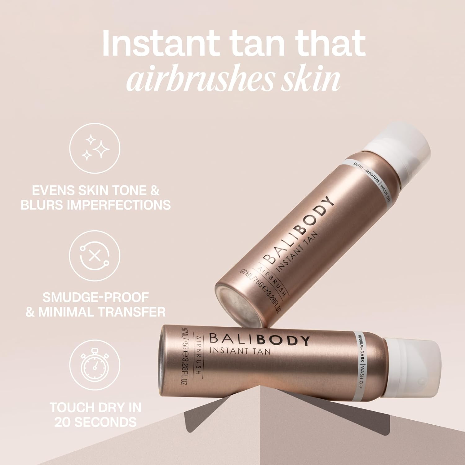 Bali Body Instant Tan Medium-Dark | Skin Perfecting Aerated Spray, Instantly Flawless Airbrushed Bronzed Finish | Soothing for All Skin Types | Vegan, Cruelty Free, Australian Made (97 ml/3.28 fl oz) : Amazon.co.uk: Beauty