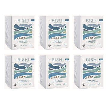 Rishi Tea Earl Grey Tea - Organic Sachet Tea Bags, Pure Black Tea With Bergamot Oil, Energizing & Caffeinated - 15 Count (Pack Of 6)