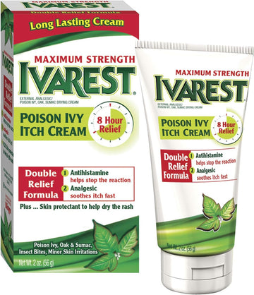 Ivarest Anti-Itch Cream, Poison Ivy Treatment, Poison Ivy Relief Product, Poison Oak Relief, Poison Sumac Relief, Maximum Strength, Medicated, 2 Ounce