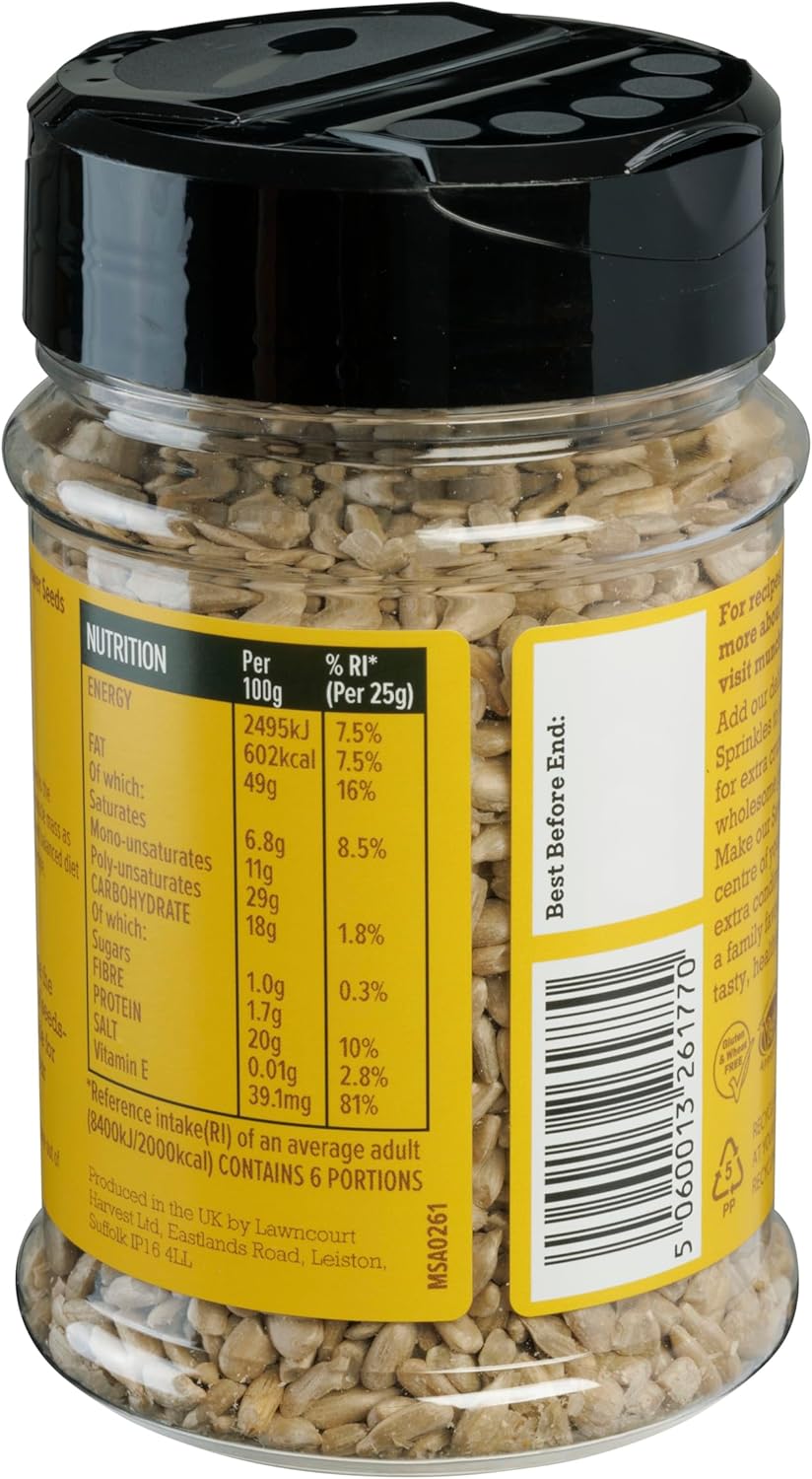 MUNCHY SEEDS Lightly Toasted Sunflower Seeds 150g Nutty, Crunchy Seeds in a Shaker for Snacking and Topping Salads, Cereal, Baked Goods, High in Protein, Fiber, and Essential Nutrients - Gluten-Free : Amazon.co.uk: Grocery