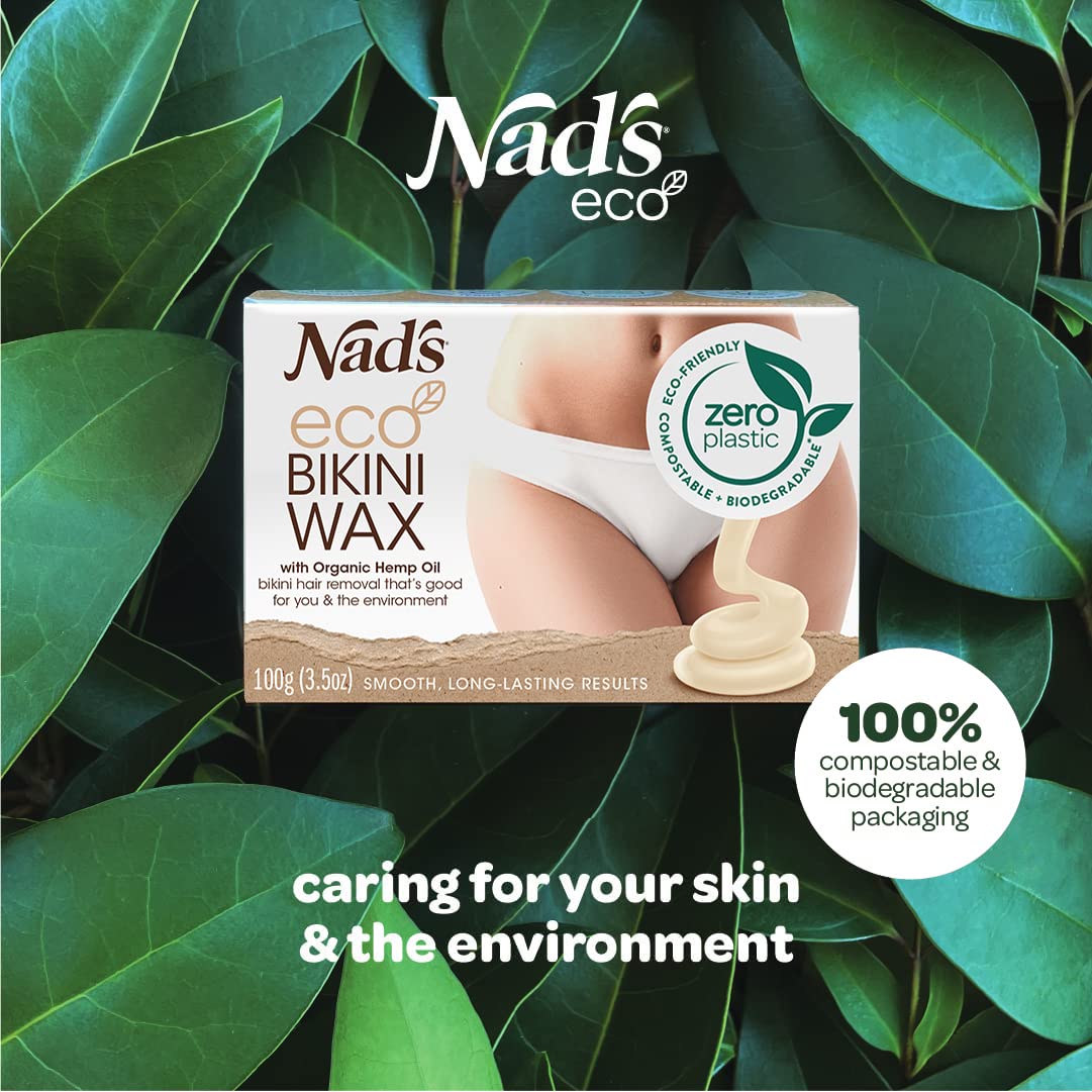 Nad's Eco Bikini Wax, Professional salon Quality Microwaveable Hard Stripless Wax, Plastic Free Vegan Wax, Includes 100g Eco Wax & 1 Wooden Spatula : Beauty & Personal Care