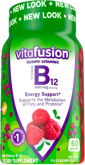 Vitafusion B12 Gummy Vitamins, Delicious Raspberry Flavor, 60Ct (30 Day Supply)