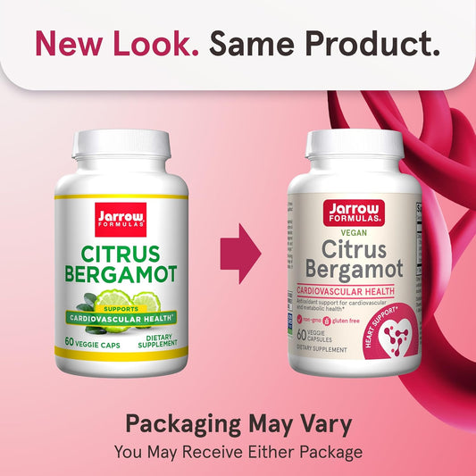 Jarrow Formulas Citrus Bergamot 500 Mg - 60 Servings (Veggie Caps) - Antioxidant Support For Cardiovascular & Metabolic Health - Dietary Supplement - Gluten Free - Use With Jarrow Formulas Qh-Absorb