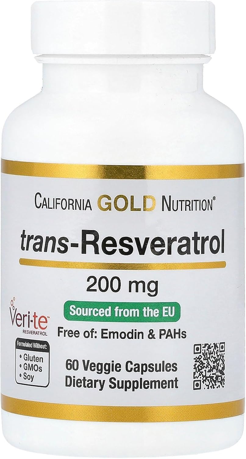 Resveratrol, 98% Pure Trans-Resveratrol, Free Of Emodin & Pahs, Italian Sourced, 200 Mg, 60 Veggie Capsules