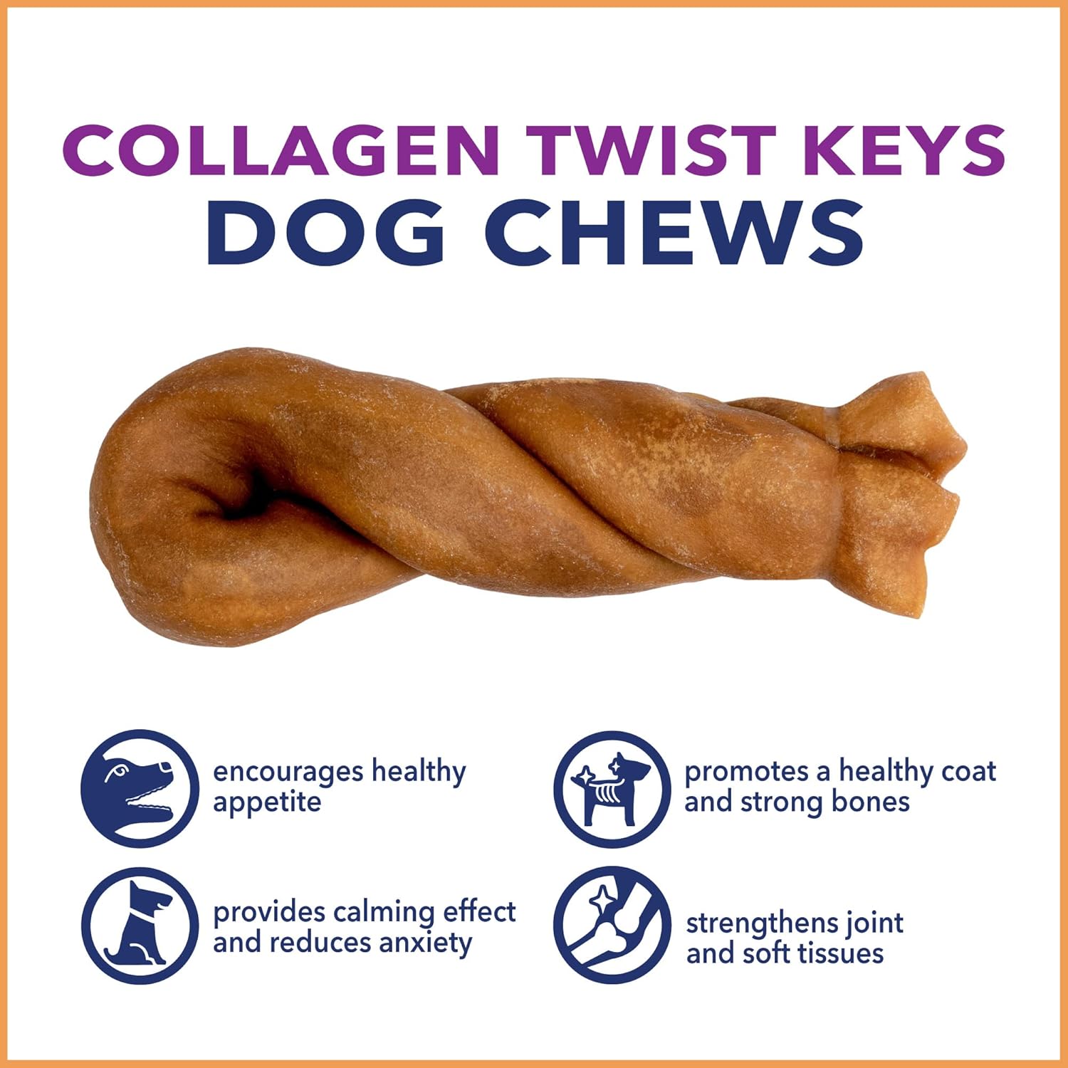 Pet Factory CareChewz Collagen 6-7" Twist Keys Dog Chew Treats - Chicken Flavor, 6 Count/1 Pack : Pet Supplies