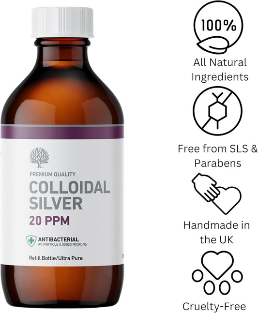 Nature'S Greatest Secret Premium Quality Antibacterial 20Ppm Colloidal Silver Bottle 300Ml