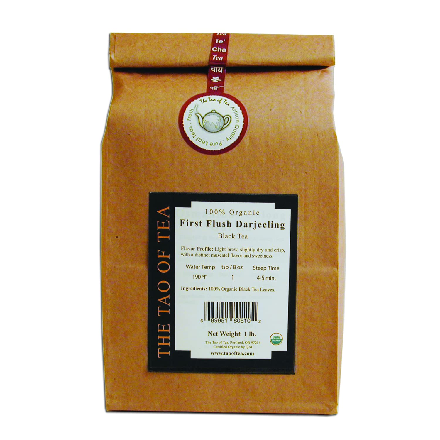 The Tao Of Tea, First Flush Darjeeling, 100% Organic Black Tea, 1 Pound