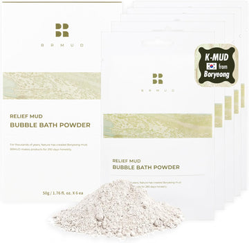 Relief Mud Bubble Bath Powder | Hypoallergenic Mud Powder Bubble Bath W/ 98% Nature-Derived Ingredients | Moisturizing & Foaming Bubble Bath Oil Control For All Skin Types (Pack Of 6, 1.76 Oz)